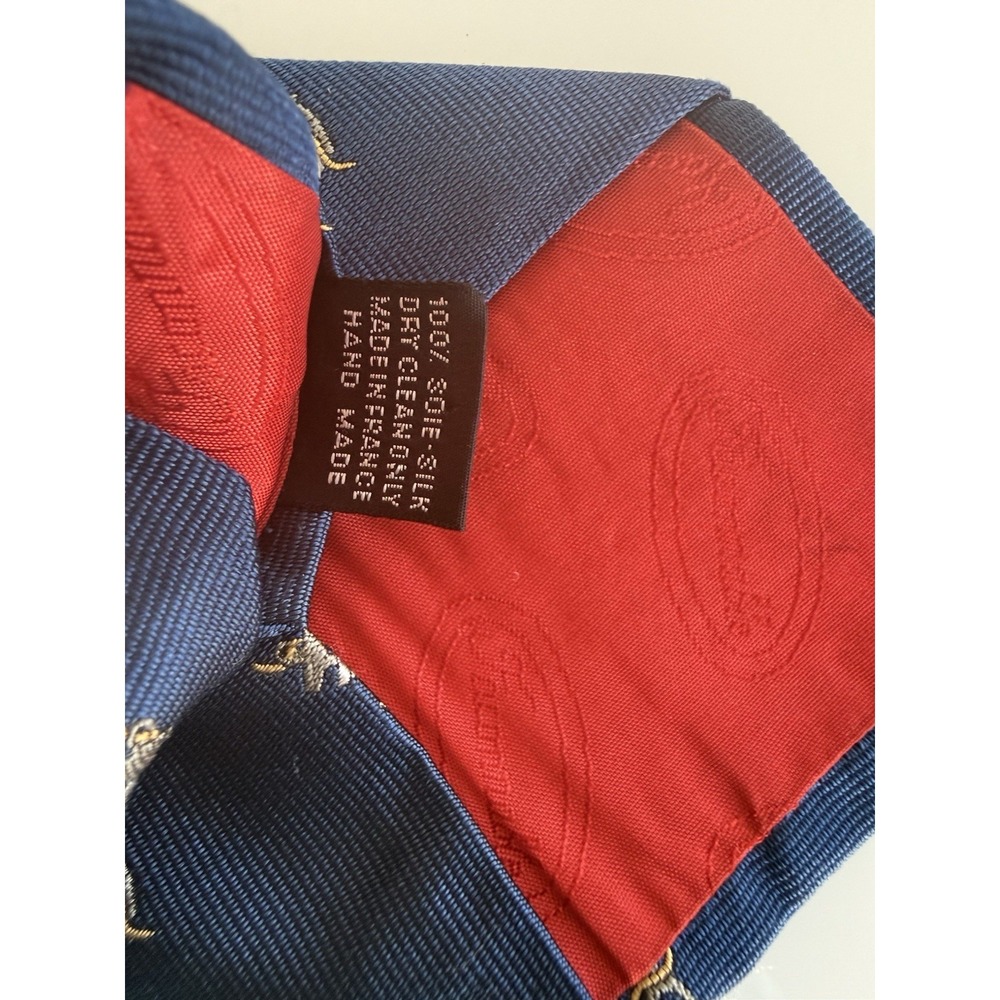 FACONNABLE 100% Silk Tie Hand Made ITALY Designer Blue Nautical Logo Rare! - Picture 3 of 6